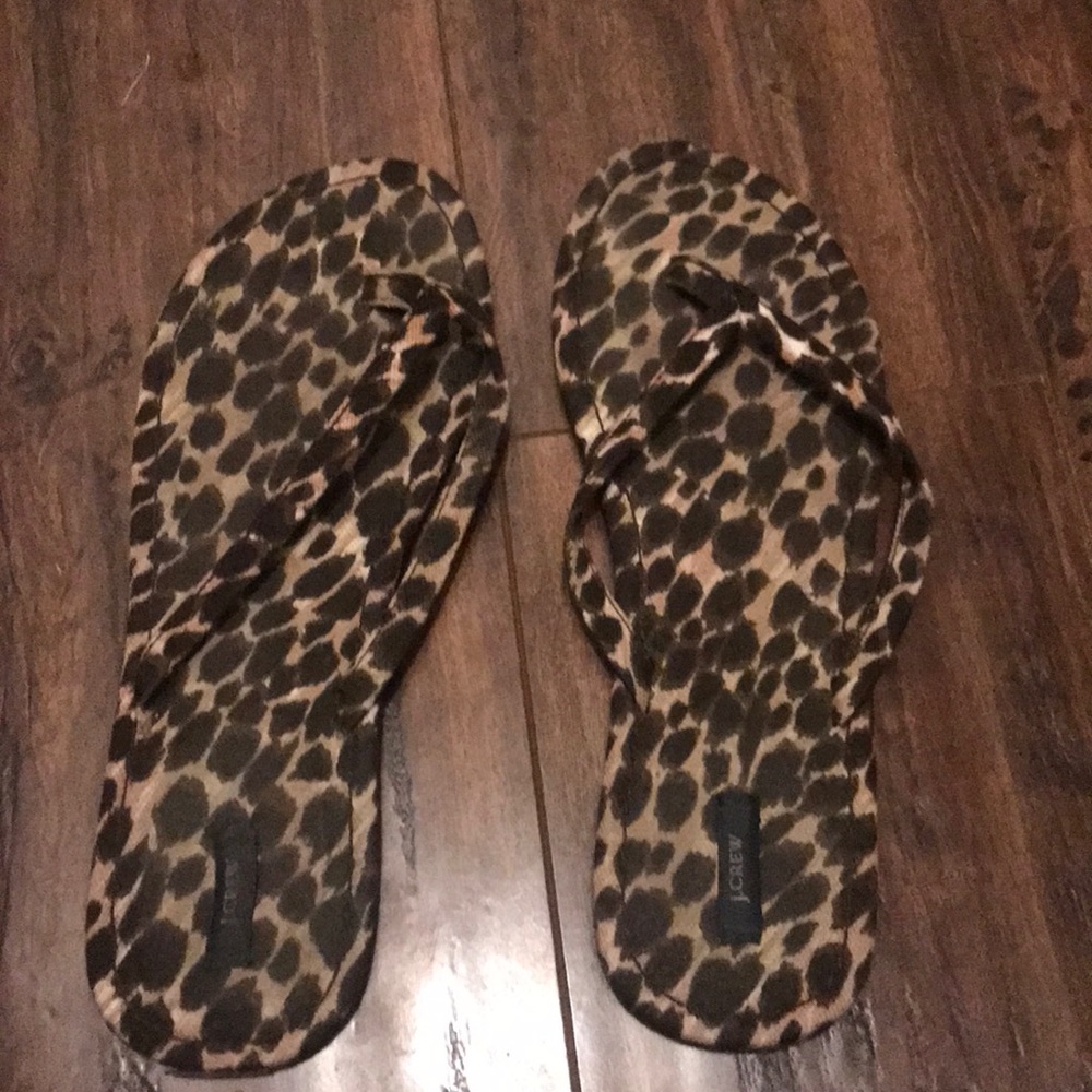 J Crew cheetah print flip flops